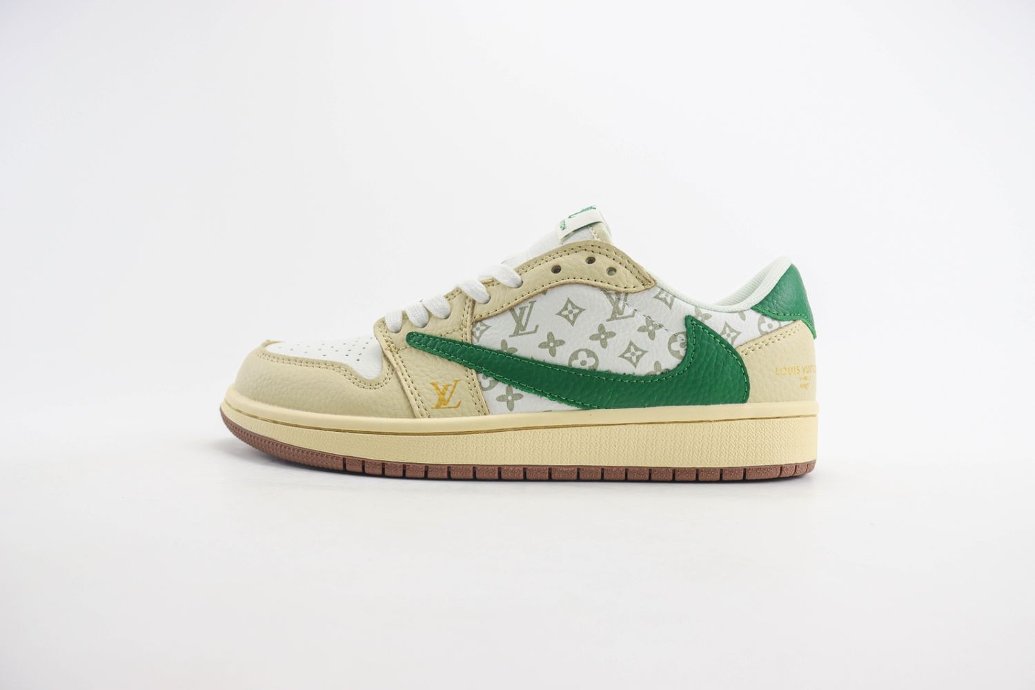 Louis Vuitton x Travis Scott x Nike Air Jordan 1 Low OG SP"Beige/Green/Gold LV Monogram"