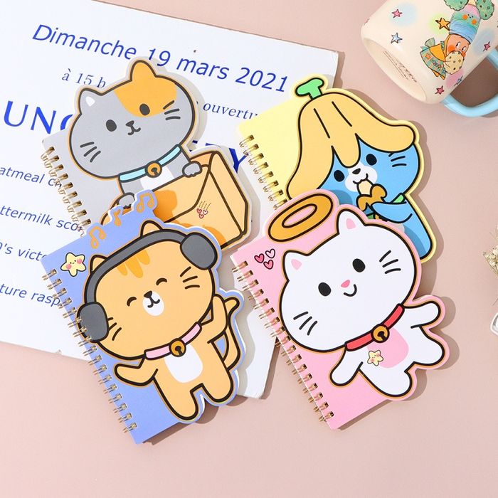 B6 Cute Cat Special Shaped Lined Spiral Notebook (60 Sheets)