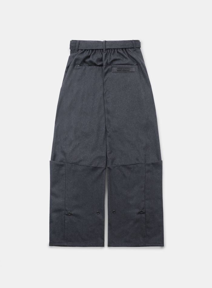 Curved Wool Cargo Pants - Charcoal