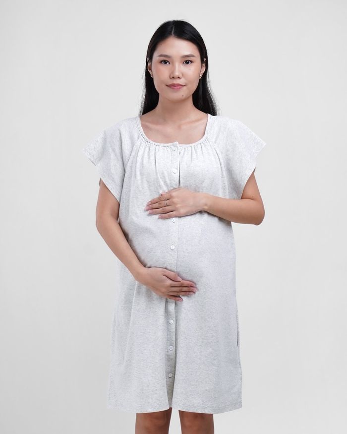 Short sleeve cotton dress grey