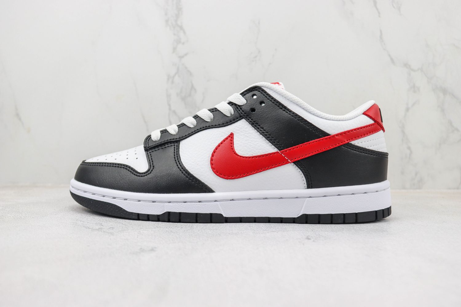 Dunk Low Retro Red Swoosh Panda Black White Shoes 