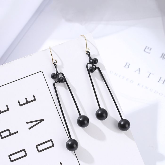 Matte Black Long Dangle Hook Earrings