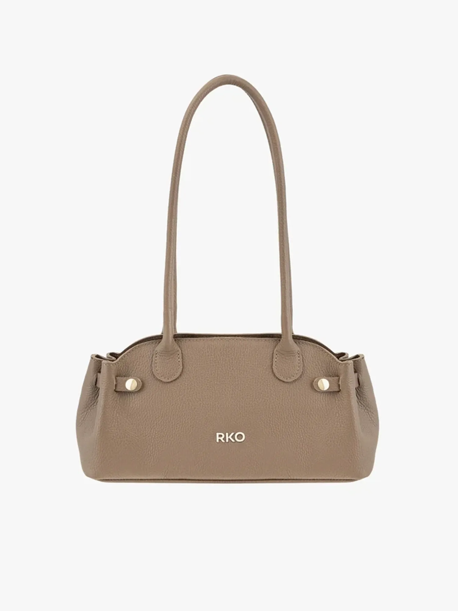 Beige leather baguette bag