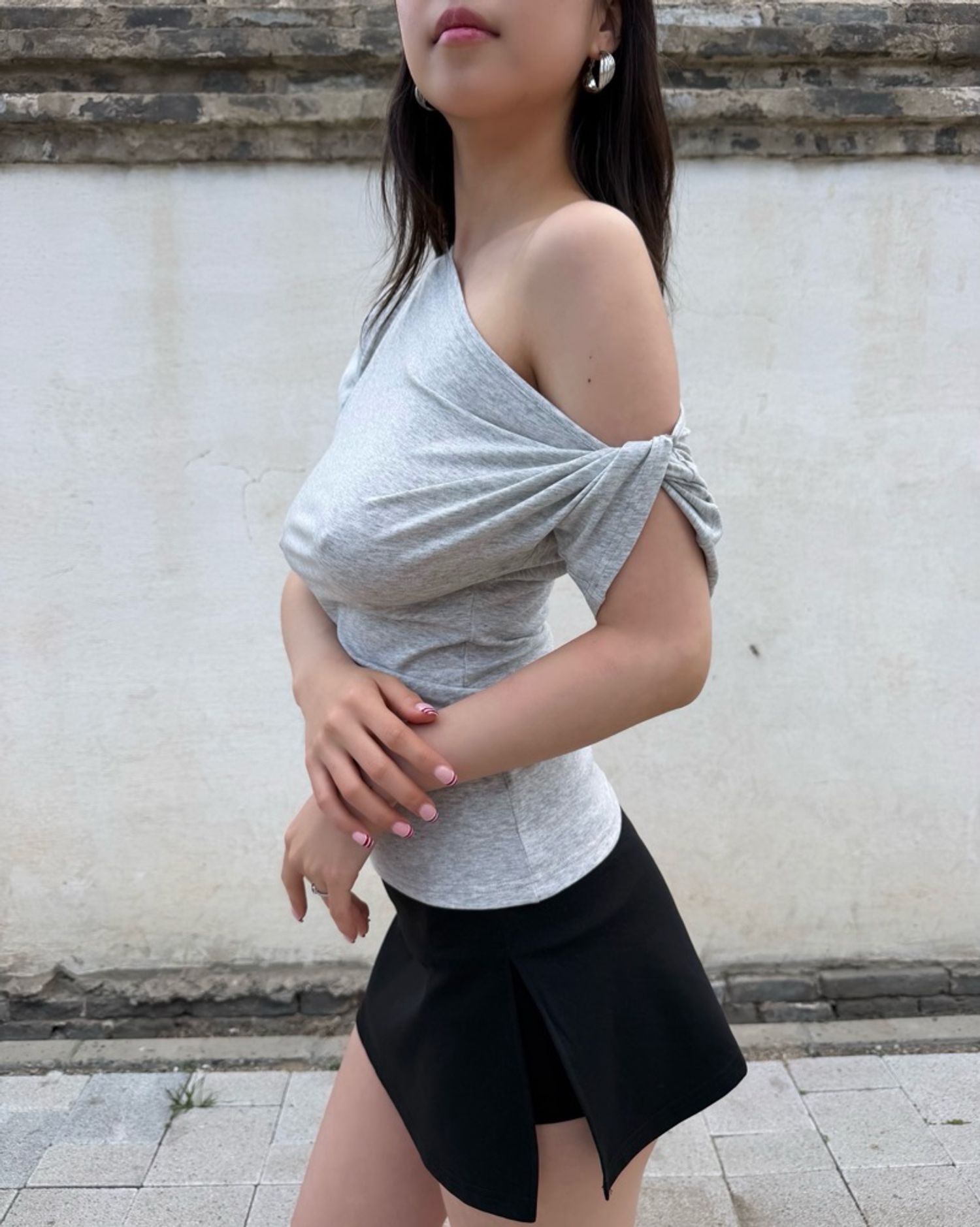 Lyocell one shoulder top