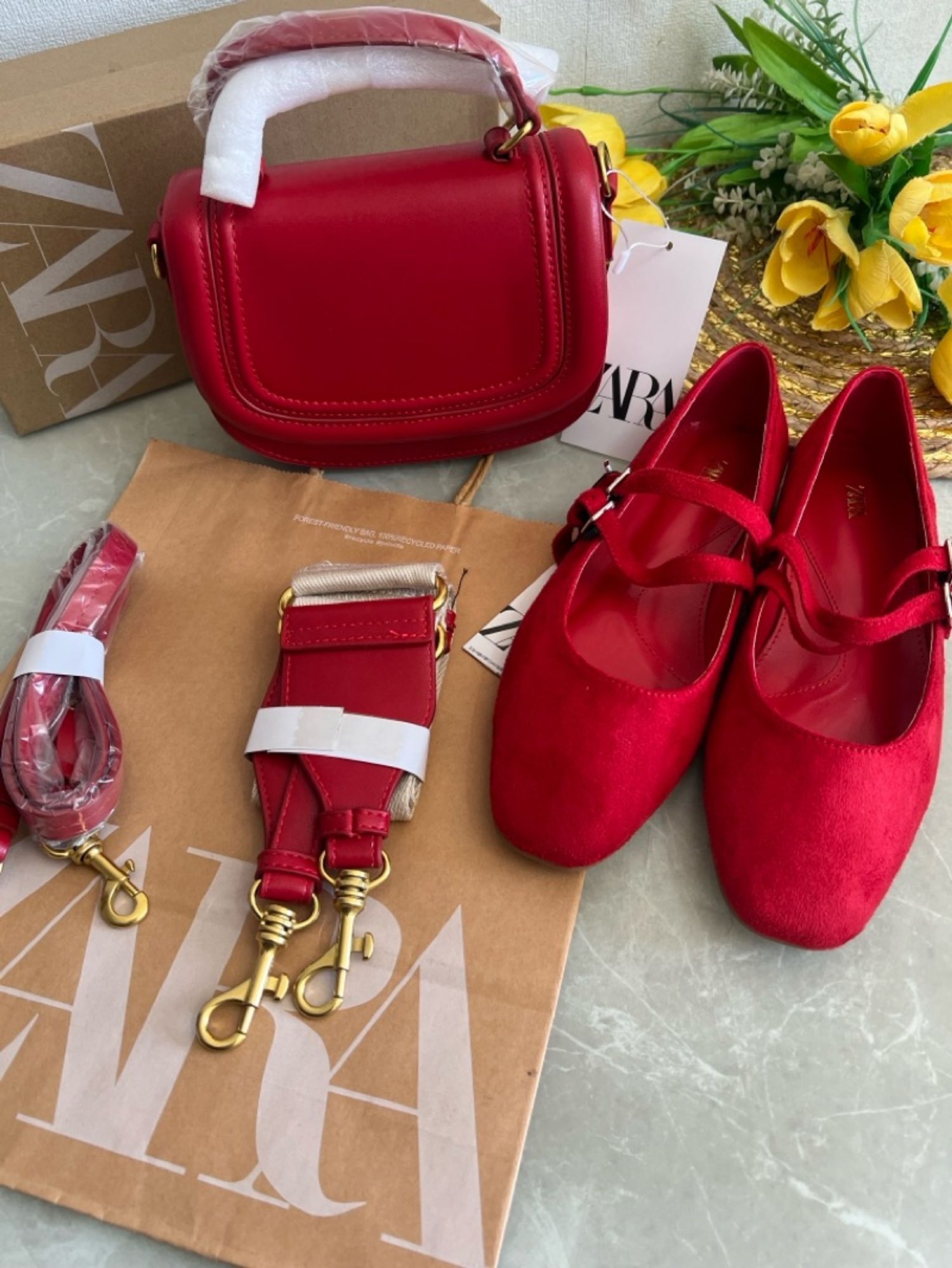 zara red ballerina