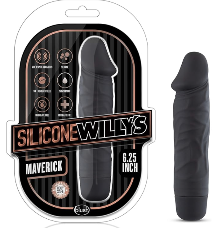 Blush 73961: Silicone Willy's- Head 6.25 Dildo Black