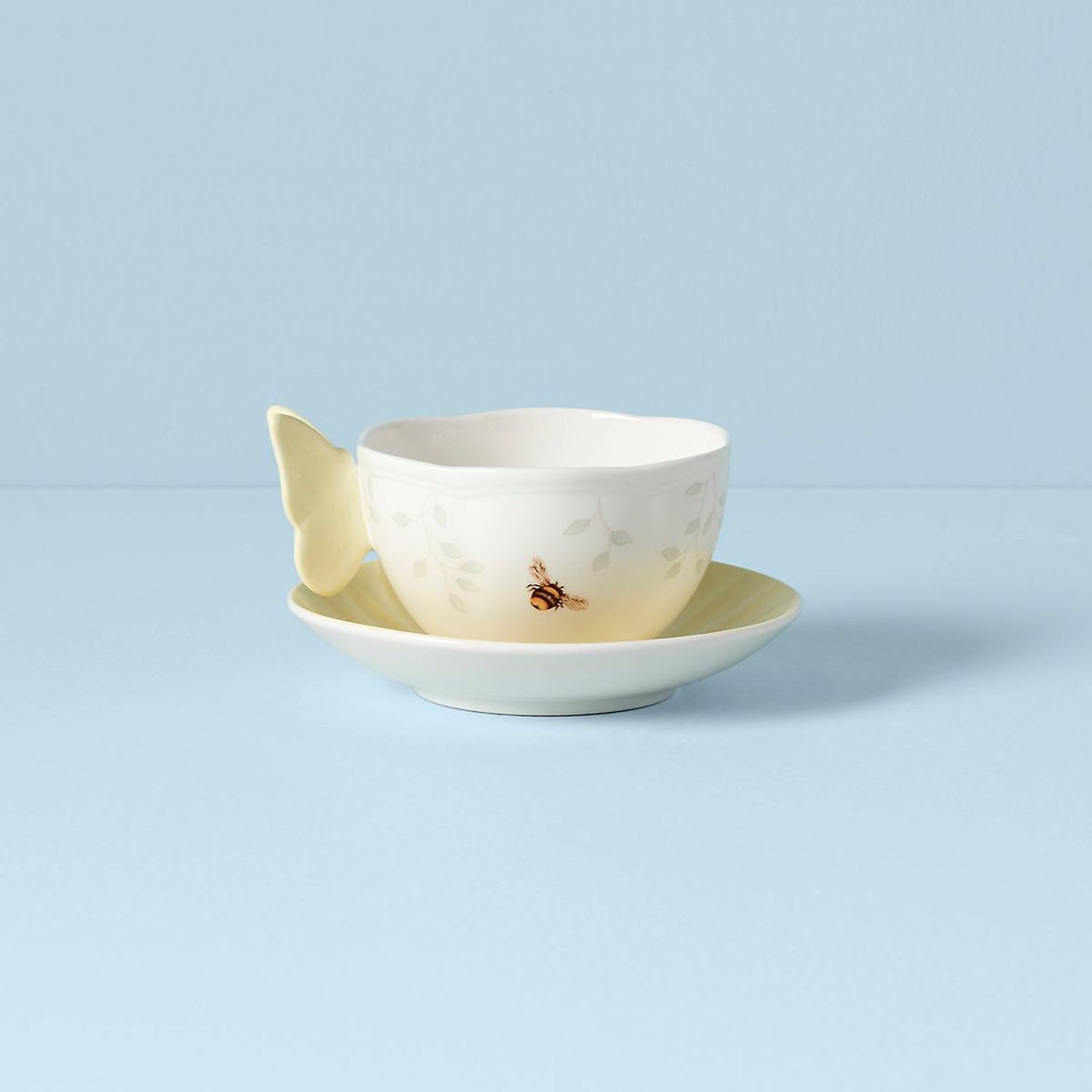 BUTTERFLY MEADOW FIG YEL CUP & SAUCER