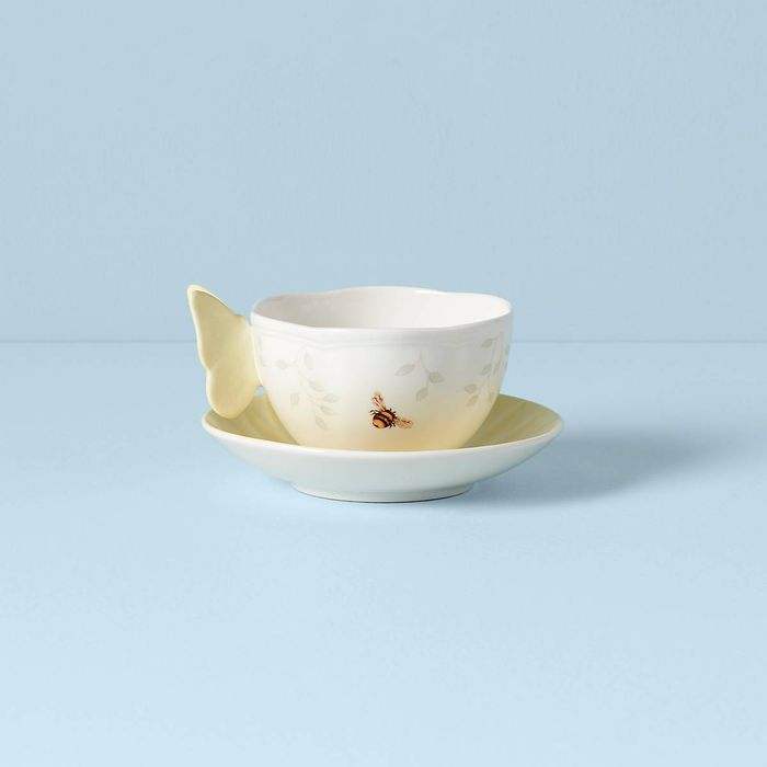 BUTTERFLY MEADOW FIG YEL CUP & SAUCER