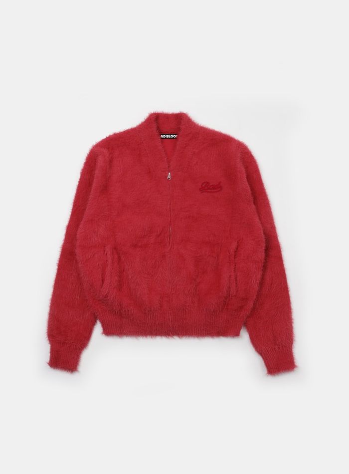 BS Mohair Zip-up Jacket - Red