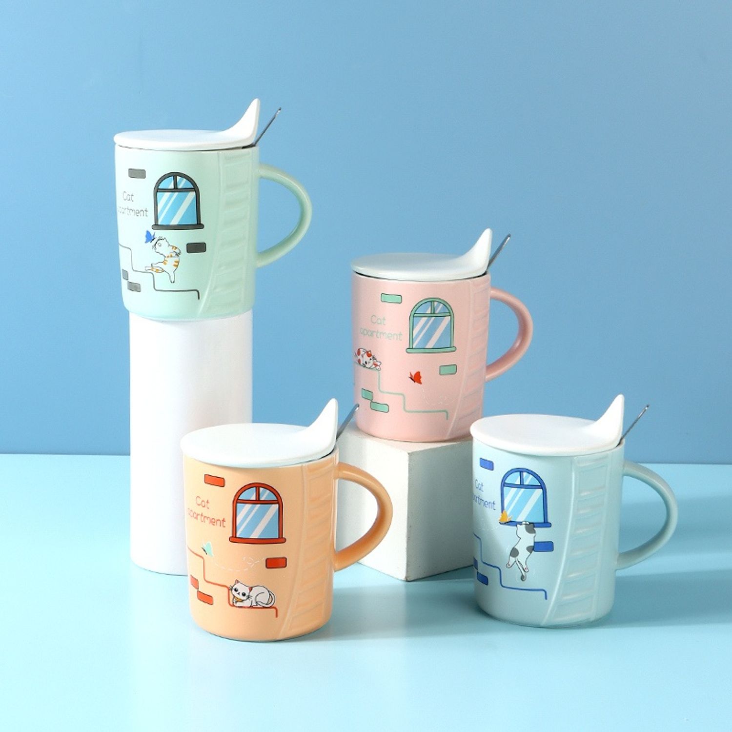 400ml/13.5fl.oz. Kitten Ceramic Cup