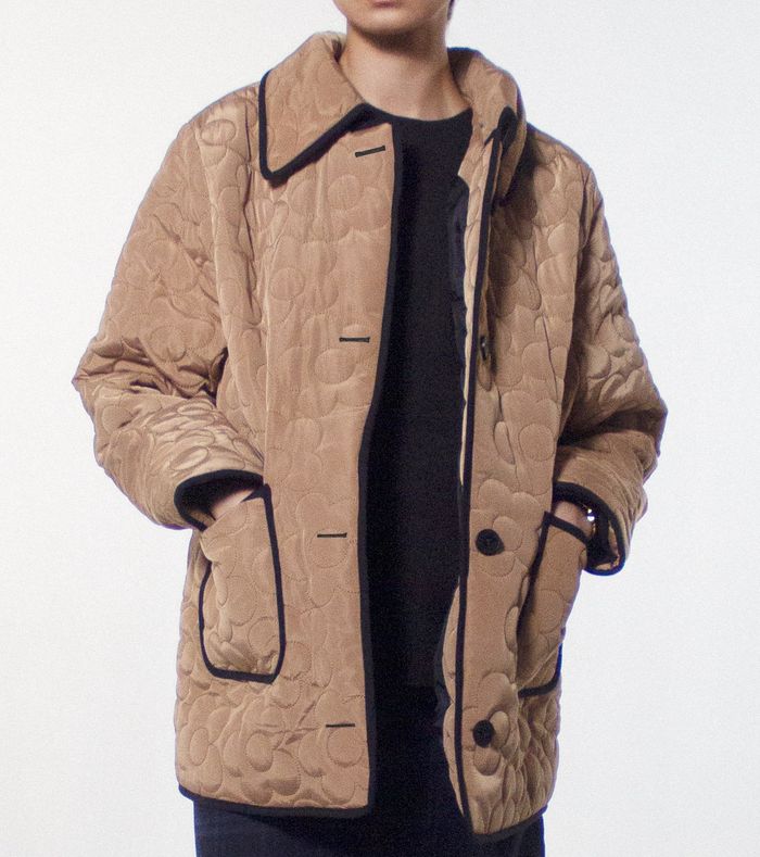 Contrast Binding Padded Coat