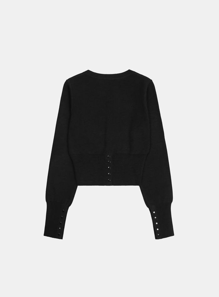 Pure Classic Button Up V-Neck Cardigan - Black