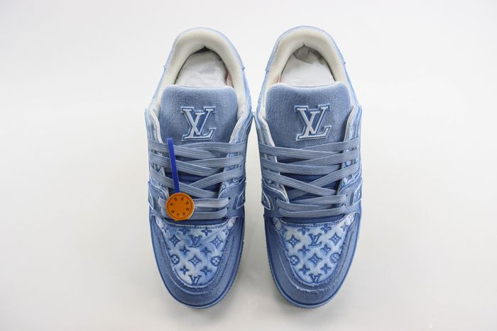 LOUIS VUITTON trainer sneaker all-over monogram light blue