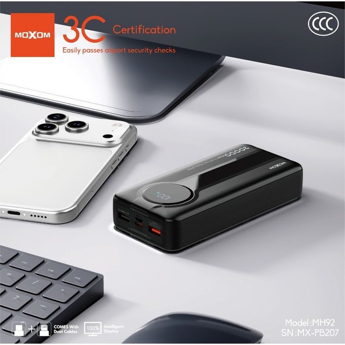 Moxom PB207 LED Дэлгэцтэй Зөөврийн Цэнэглэгч (20000 mAh Power Bank )