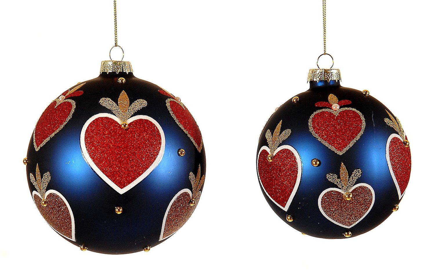 Glass blue w/hearts design ball