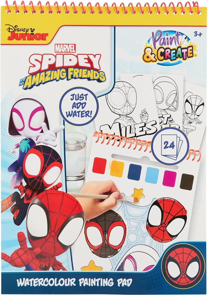 Disney Spidey and His Fantastic Friends – Colouring Book with Water – 24 Aquarello Designs – Brush Included – Just Add Water
