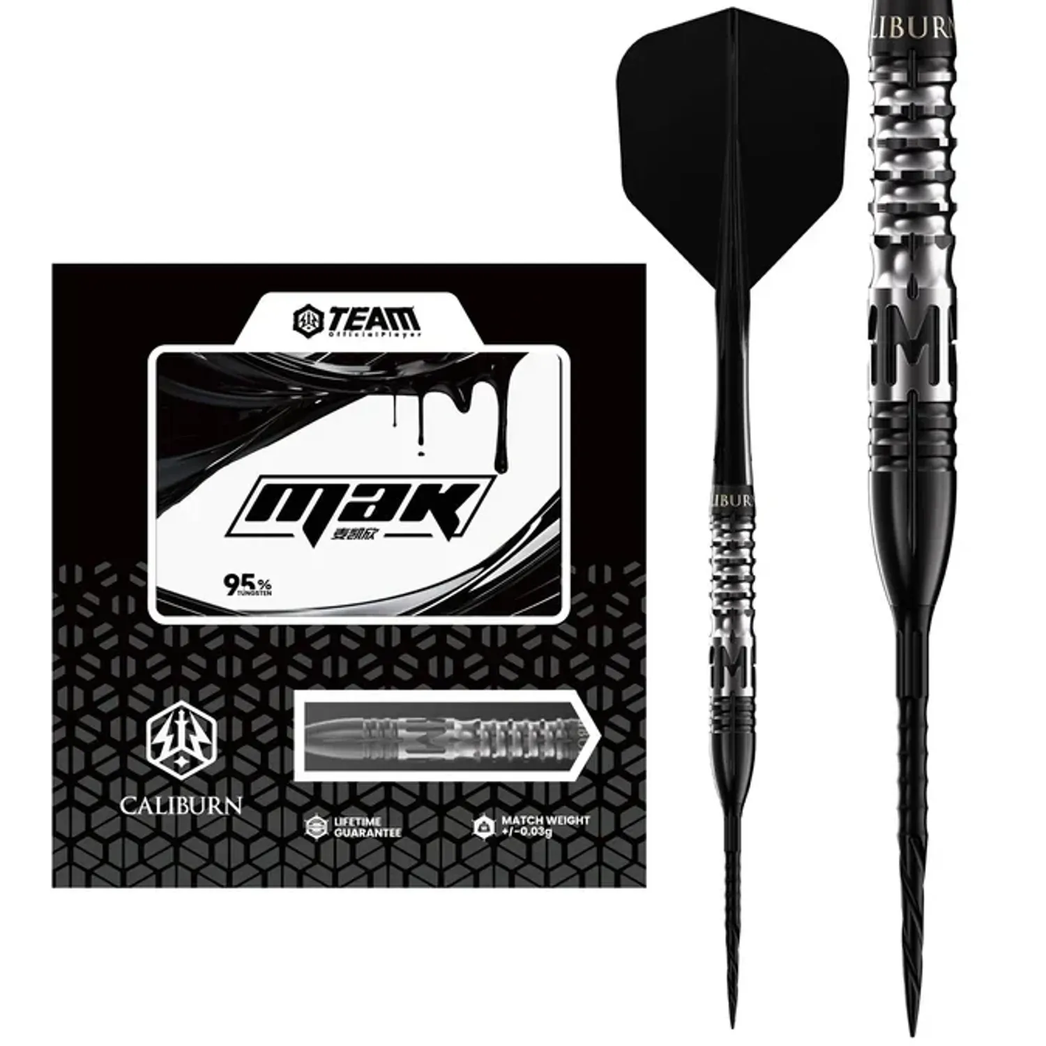 CALIBURN Player Darts - Steel Tip - 95% Tungsten - Mak