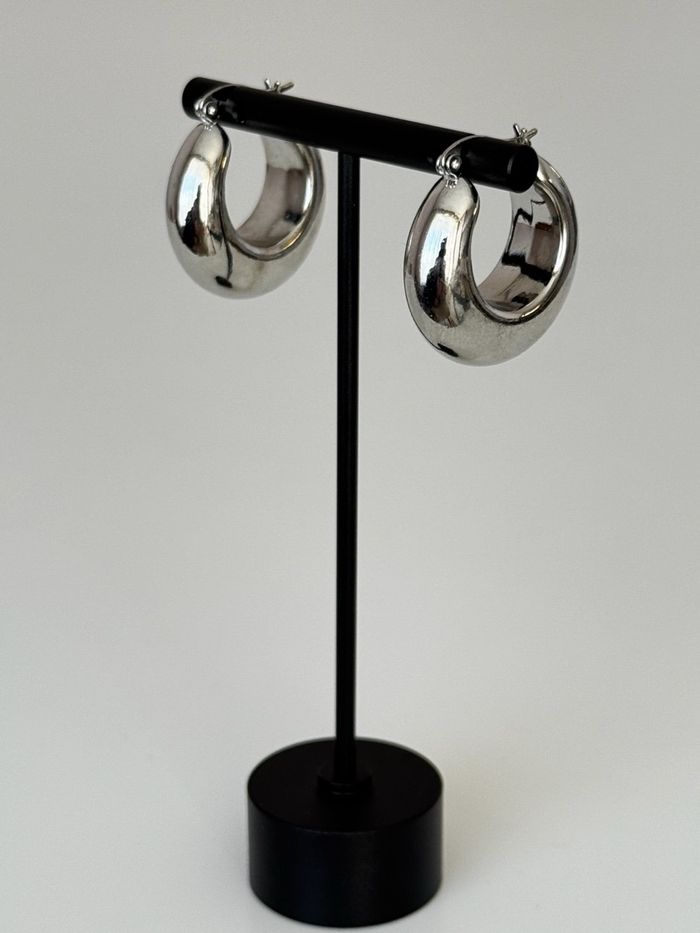 Silver thick hoop earrings
