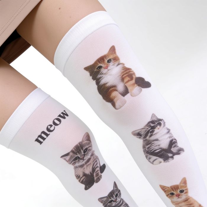 Cat Print Over-the-Knee Socks