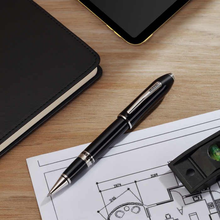 Peerless™ Obsidian Black Lacquer with Platinum Plated Appointments Selectip® Rollerball Pen