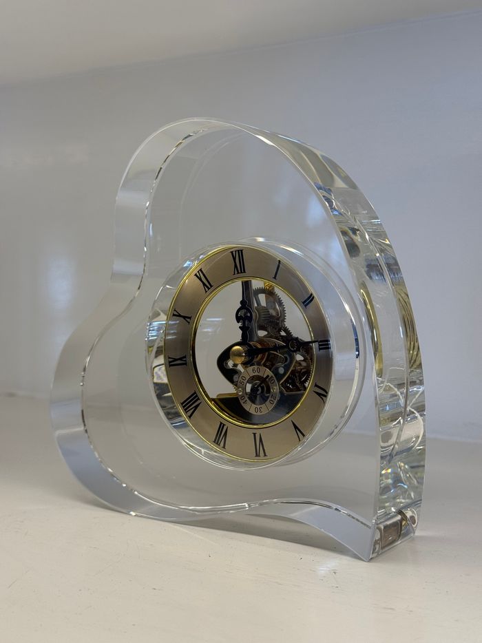 Glass made Heart Table Clock