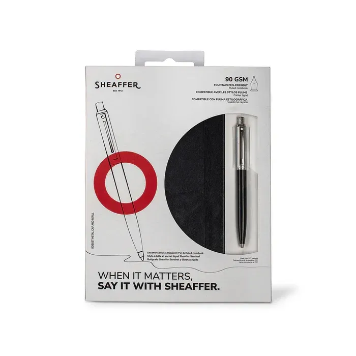 PEN SHEAFFER G2321151-5  SENTINEL HANGSELL - BLACK WITH CHROME TRIM BP WITH A5 NOTEBOOK 