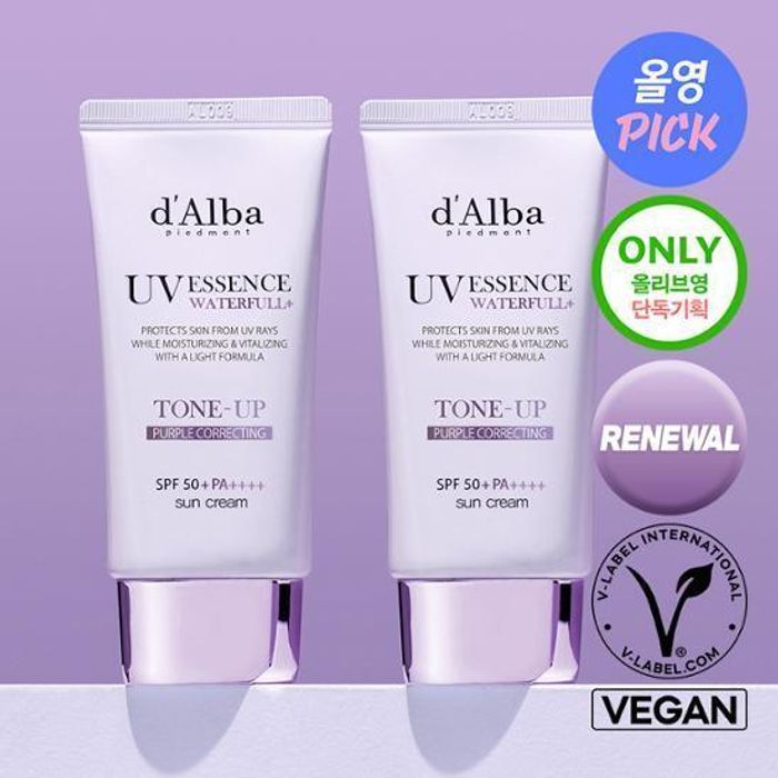 d'Alba Waterful Tone Up Sun Cream Purple SPF50+PA++++ 50mL 2x