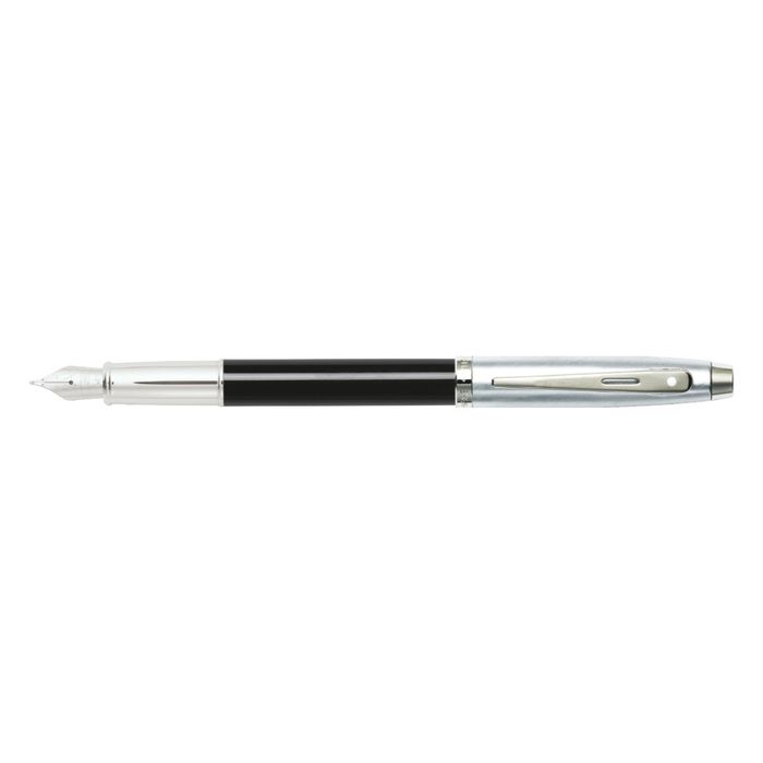 Sheaffer® 100 Glossy Black Barrel Brushed Chrome Cap Fountain Pen