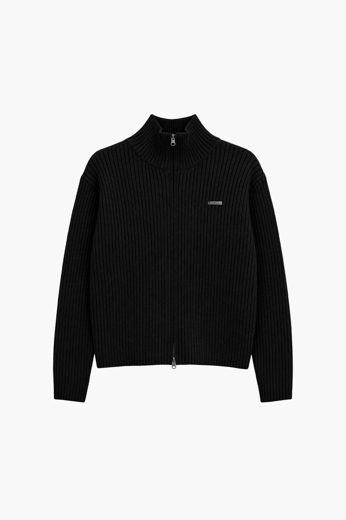 Natural Body Fit Short-Cut Knit Zip-Up