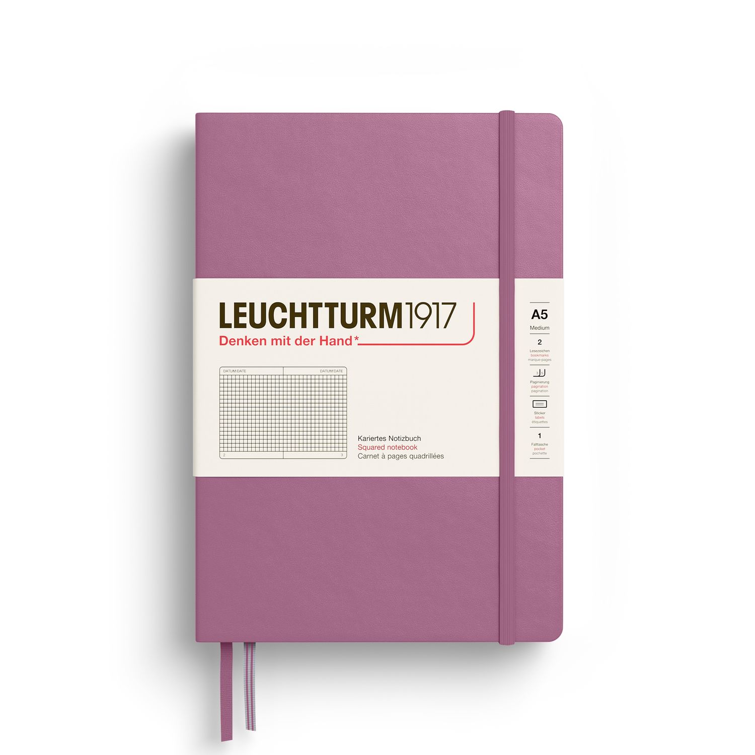 Dusty Rose, Medium (A5), 251 p.,squared