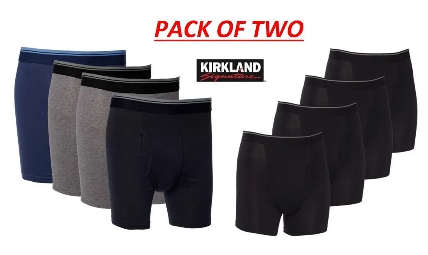 Kirkland signature 2 Pack Cotton Boxer Briefs, Random Color, Size XL