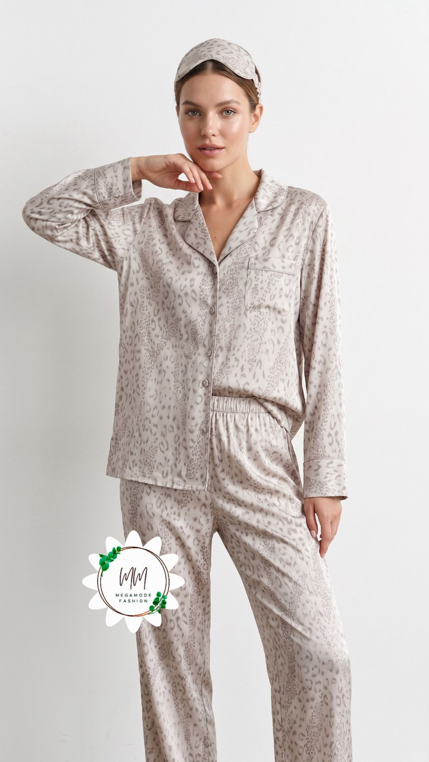 Women grey silk pajama