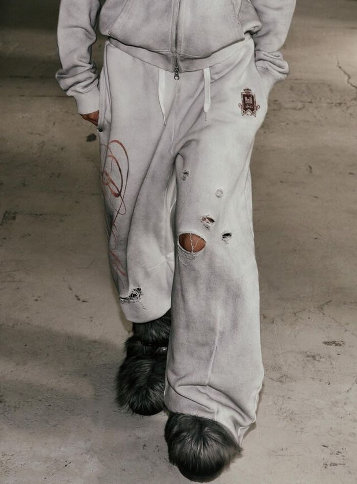 Royal Classic Distressed 2-Way Curved Jogger Trousers - White