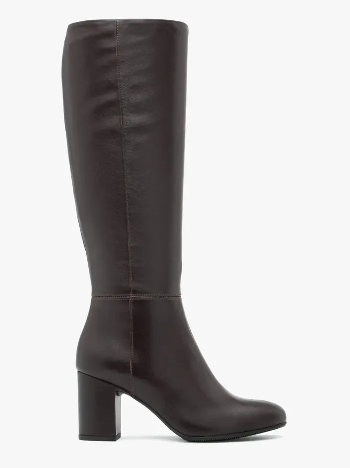 Burgundy leather knee boots
