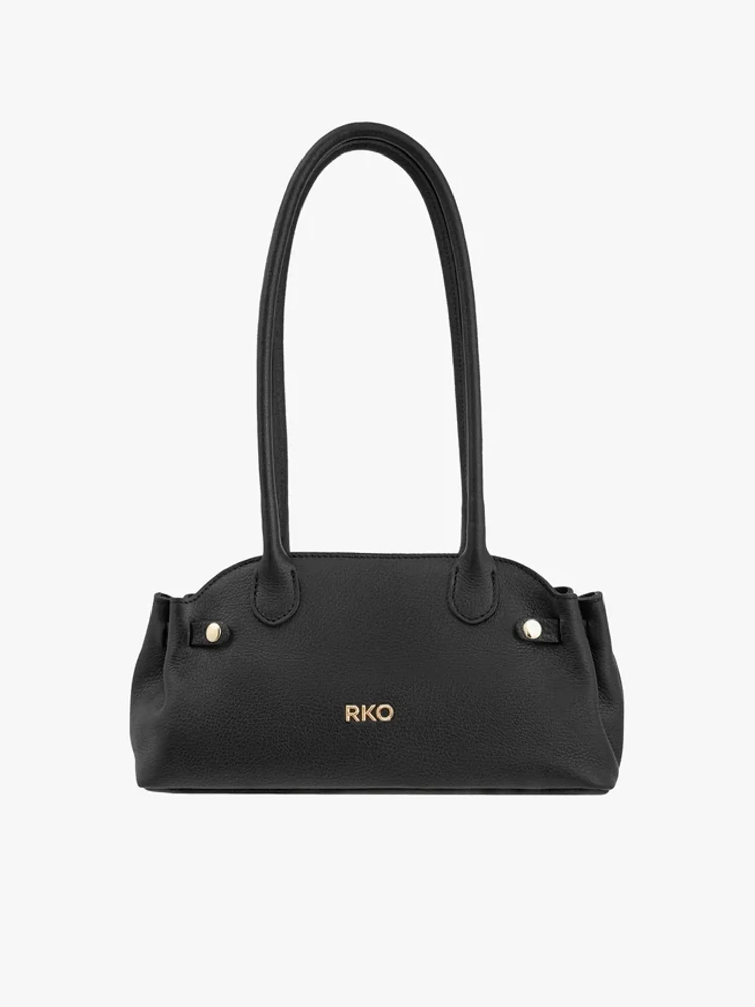 Black leather baguette bag
