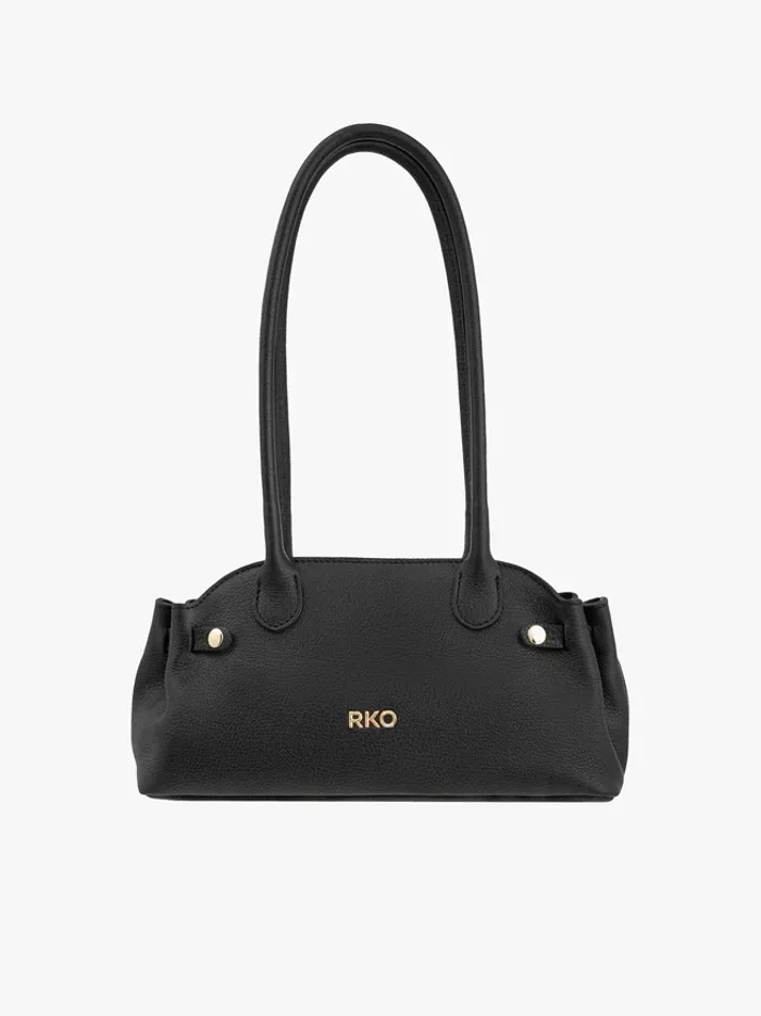 Black leather baguette bag