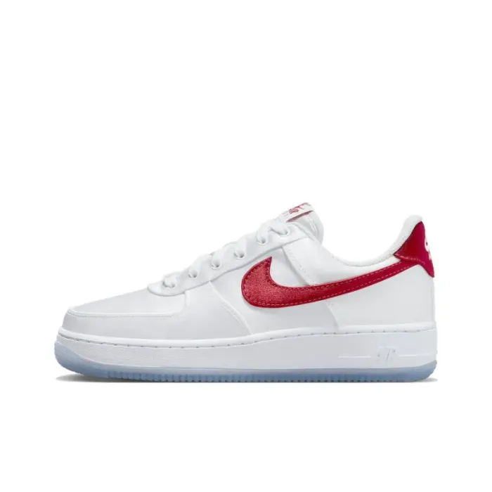 Nike Air Force 1 Low '07 Satin White Varsity Red Women's