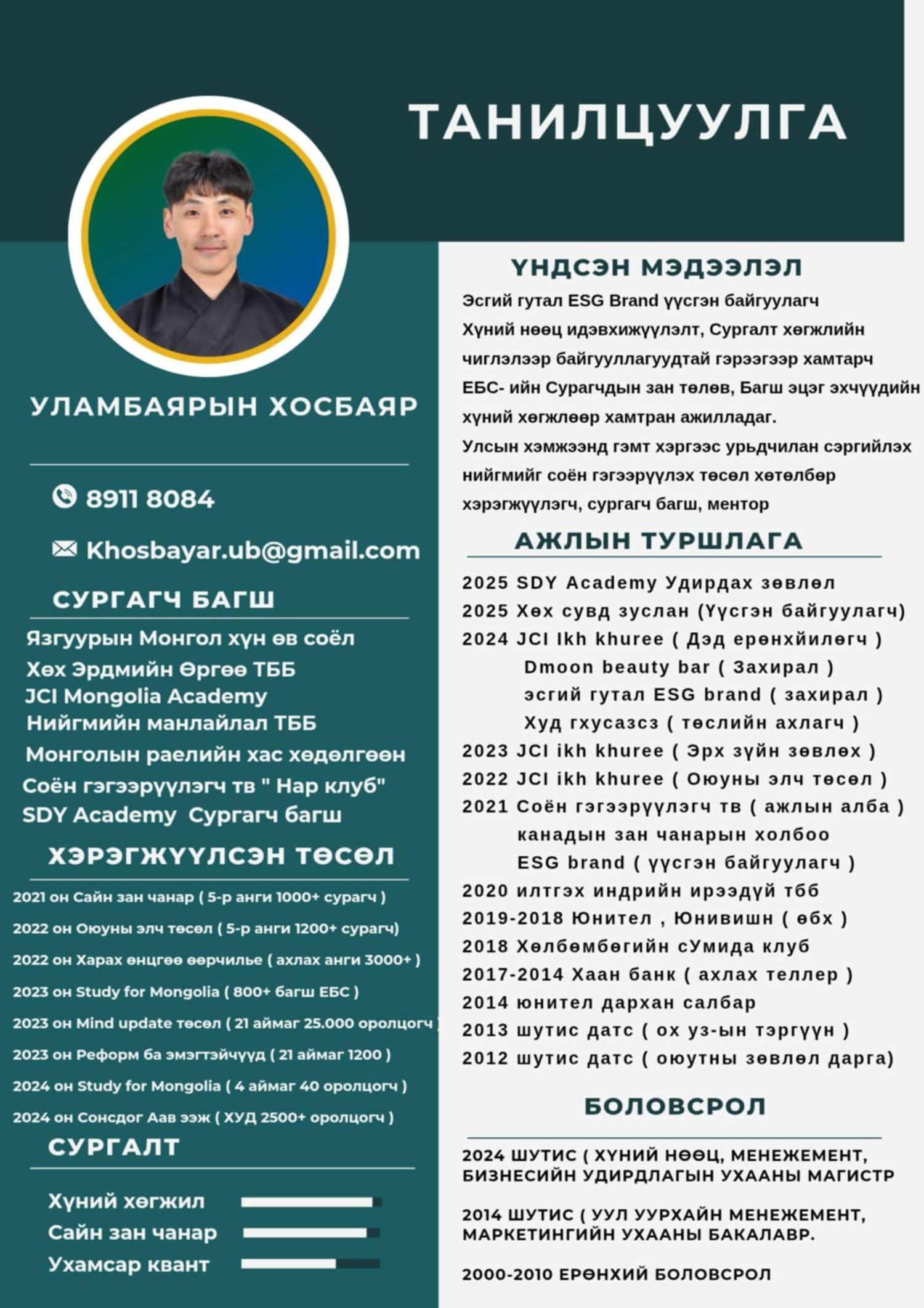 Сургагч багш У.Хосбаяр