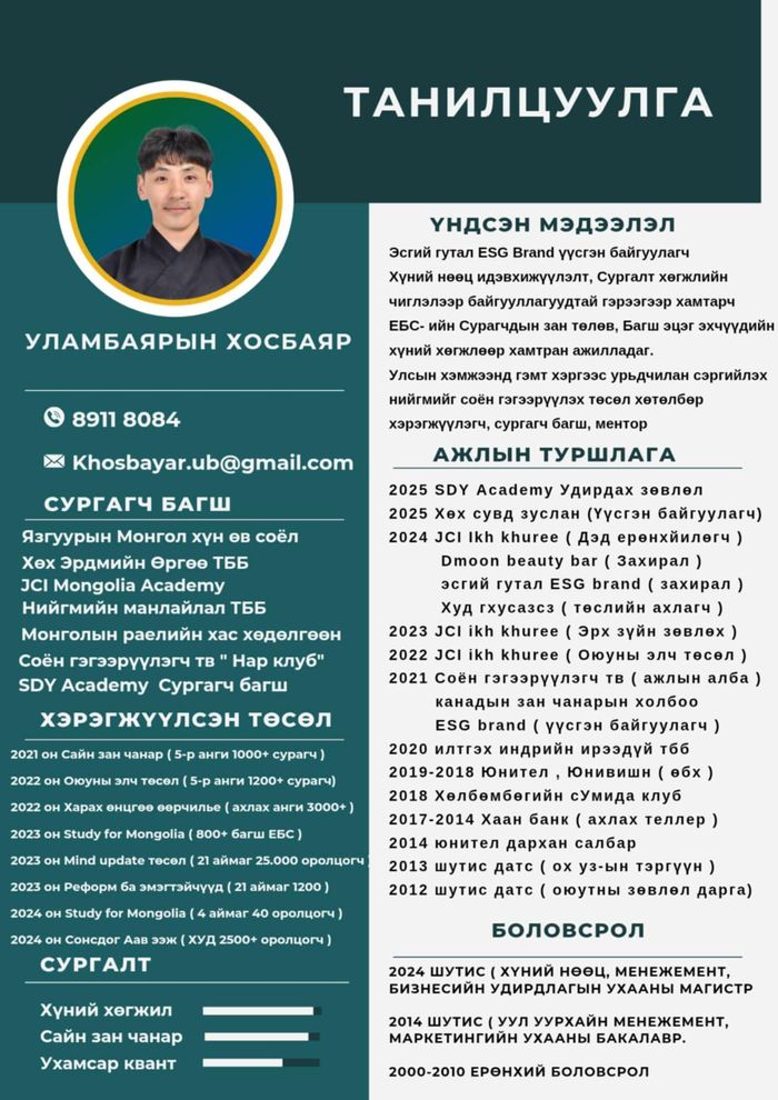 Сургагч багш У.Хосбаяр