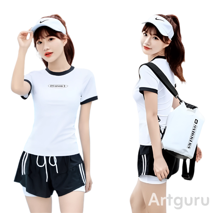  VivOn Women's Short Sleeve Shorts Swimsuit Set