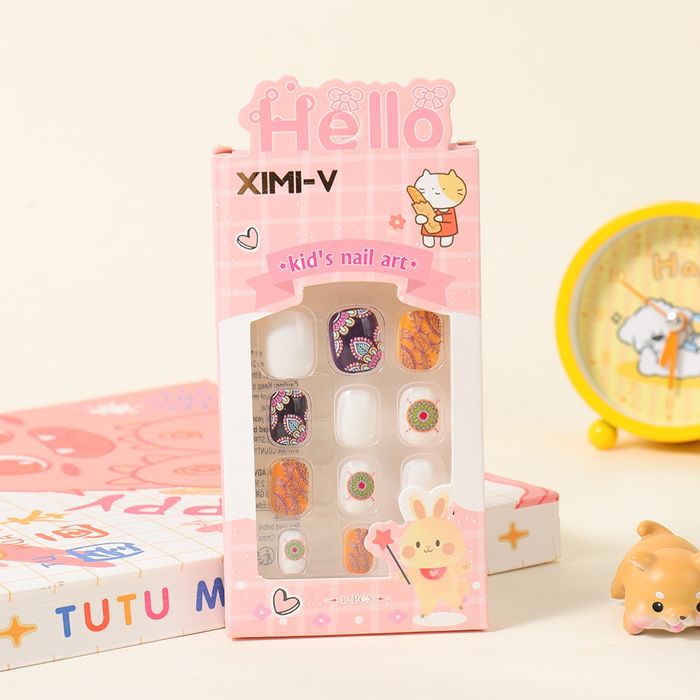 Colorful Kids Fake Nails 12PCS 03#
