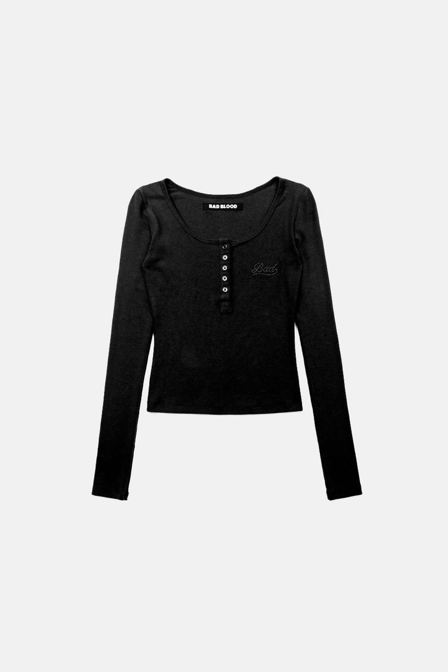  Beyond Soft Henley Neck Long Sleeve - Black