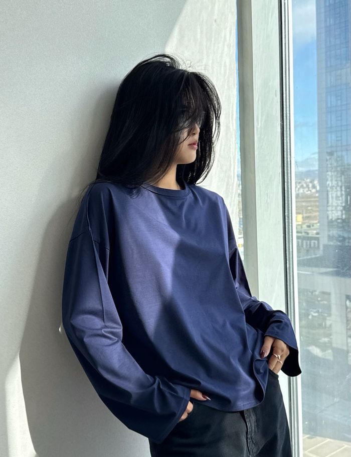 OVERSIZED BASIC TOP /navy blue/