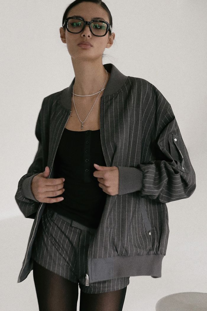 Proto Gabardine Micro Shorts - Striped/Charcoal