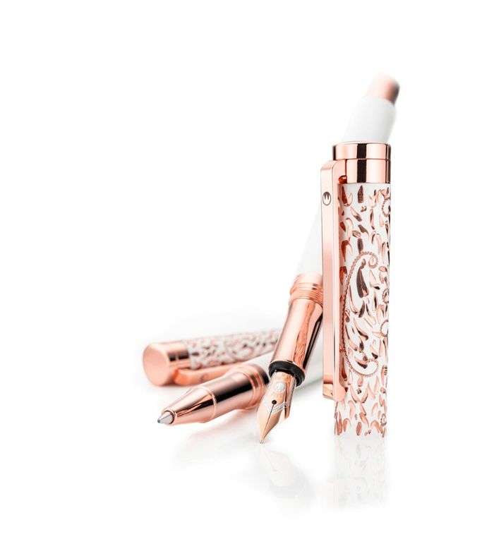 Waldmann Xetra Vienna Rollerball Pen  white lacquered Rose gold 