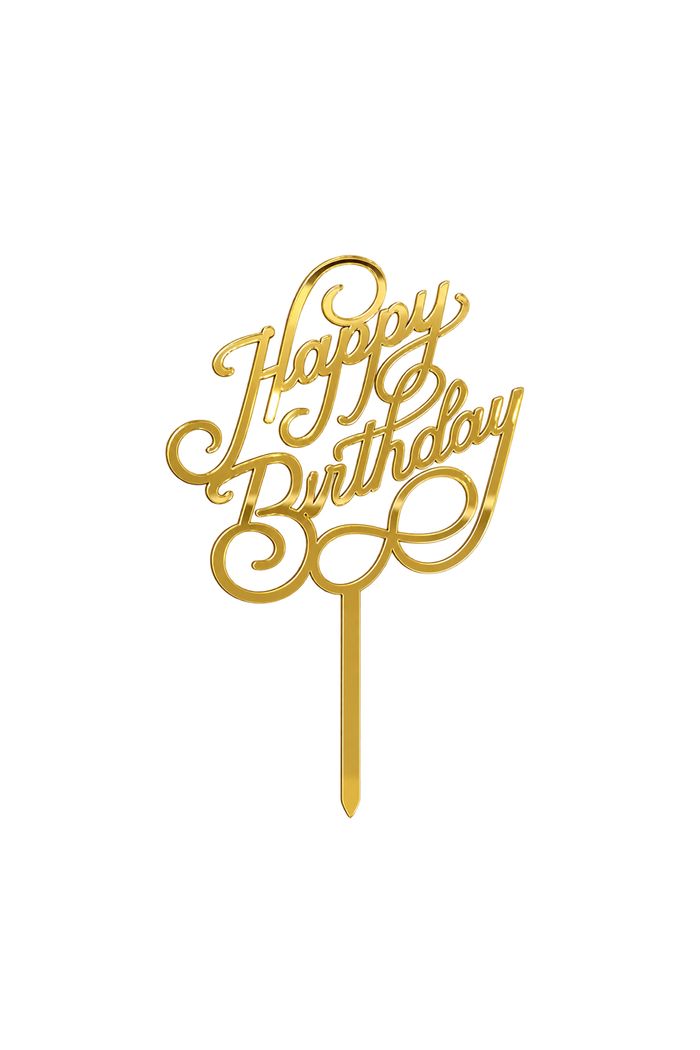 Golden Happy Birthday Cake Topper