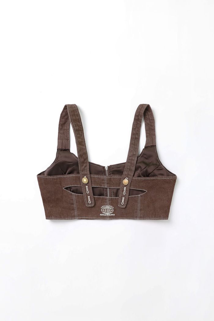FFB Color Denim Bralette - Brown