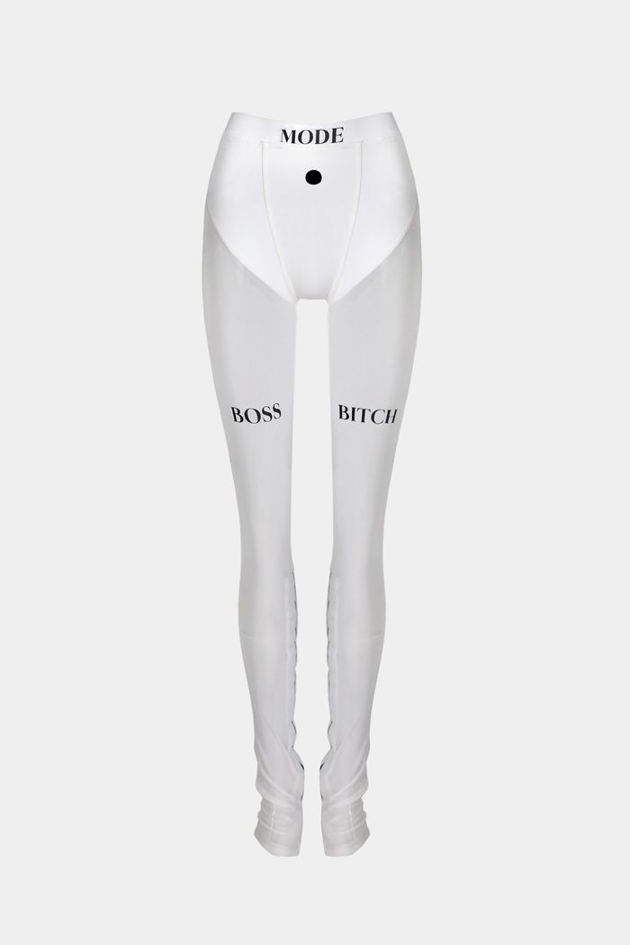 Boss Mode Mesh Boots Cut Pants - White
