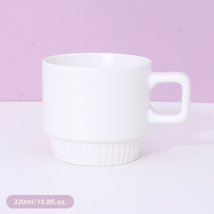 320ml/10.8fl.oz. Solid Color Stacking Basic Ceramic Cup (White)