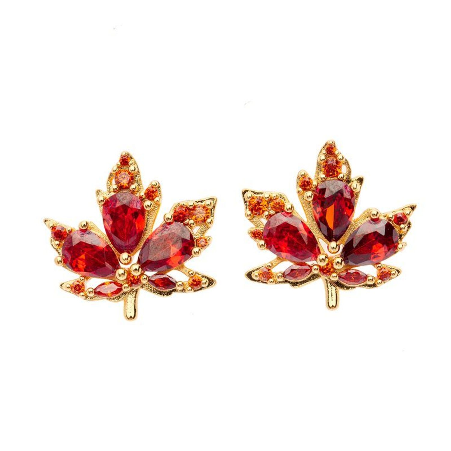 23194G Ээмэг Maple Gold GP CZ Red 